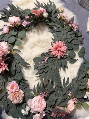 Pink Floral Eucalyptus Garland